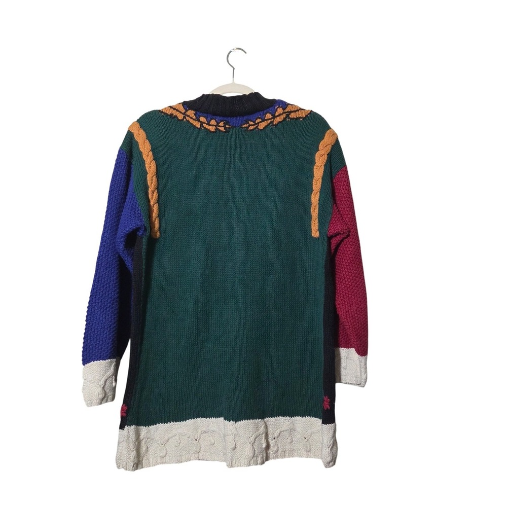 Jennifer Collection Vintage Colorblock Sweater Ornate Tapestry Knit Artsy Boho - Picture 6 of 8
